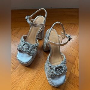 Castaner Silver Braided Platform Heels